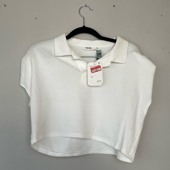 Elodie White Collared Cropped Tee - Picture 1 of 3